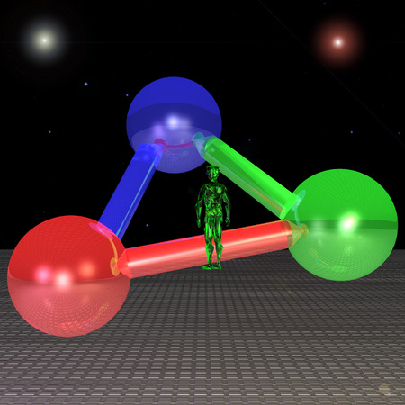 Green Man looks at the strange object of bonded ballsの写真素材