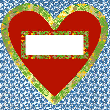 Heart with a frame for an inscription on a patterned background seamless texture;のイラスト素材