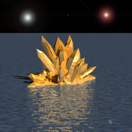 Fantastic crystal sticking out of the water surfaceの写真素材