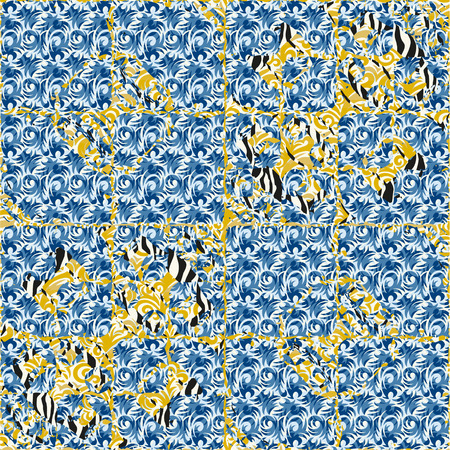 Patterned creative frame of curls as square tilesのイラスト素材