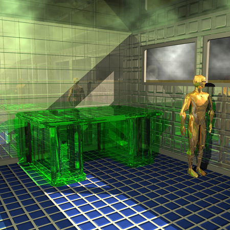 Fantastic illustration - golden alien alien in the roomの写真素材