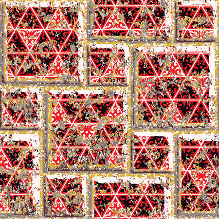 Creative patterned frame in the form of square tilesのイラスト素材