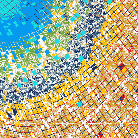 Creative patterned frame in the form of square tiles;のイラスト素材