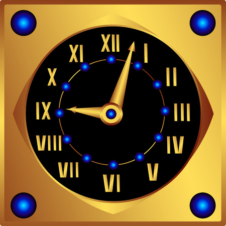 Decorative clock with arrows and a black dialのイラスト素材