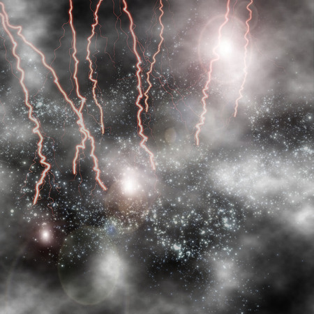 Electrical discharges in the clouds in the distant galaxyの写真素材