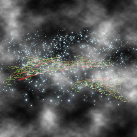 Mysterious plants grow at the clouds in the distant galaxyの写真素材