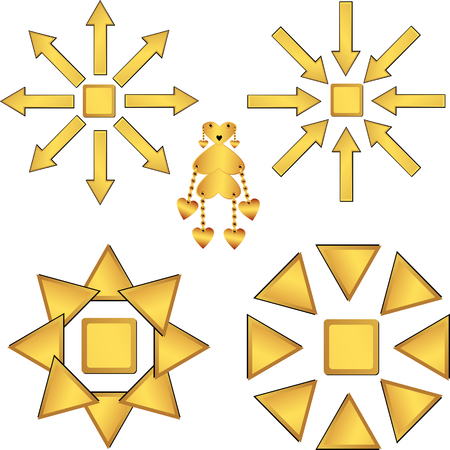 Set of gold drawings without background supportのイラスト素材