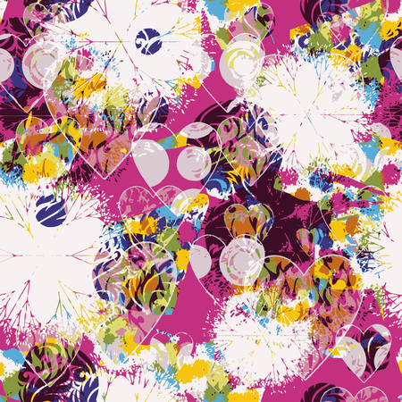 Patterned texture "Valentine's Day" in the form of square tilesのイラスト素材