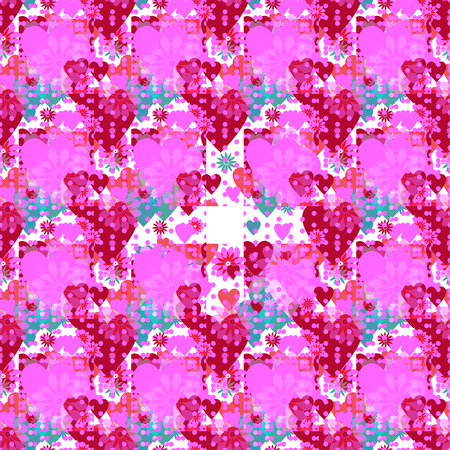 Seamless valentine spotty pattern with translucent hearts (vector eps 10)のイラスト素材