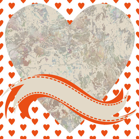 Image of heart on a hearts background in the form of square tiles (vector eps 10)のイラスト素材