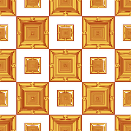 Patterned gold frame in the form of square tilesのイラスト素材