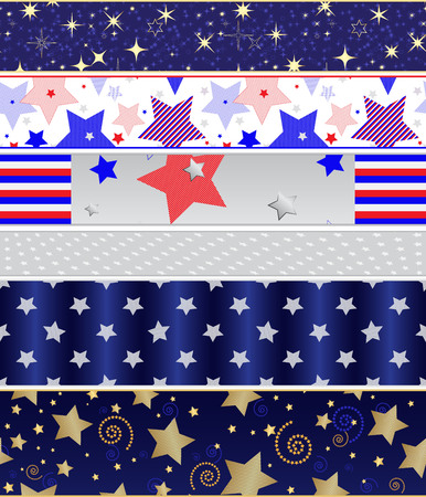 Set seamless borders with stars. Vector image. Eps 8のイラスト素材