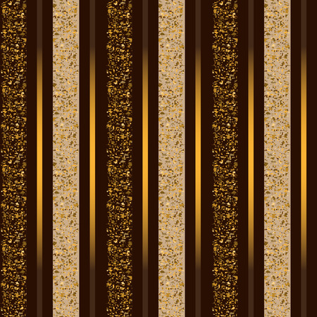 Seamless pattern with gold and brown stripes and confetti. Vector image.Eps 8のイラスト素材