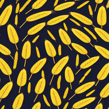 seamless background of symbolic wheat ears on a black background, vector eps 10のイラスト素材