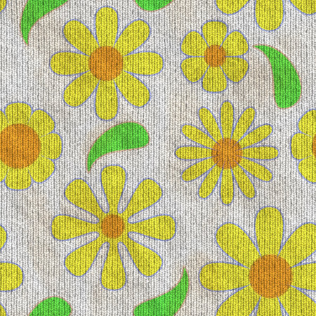 Creative seamless texture of daisies in the form of a square, vector eps 10の写真素材