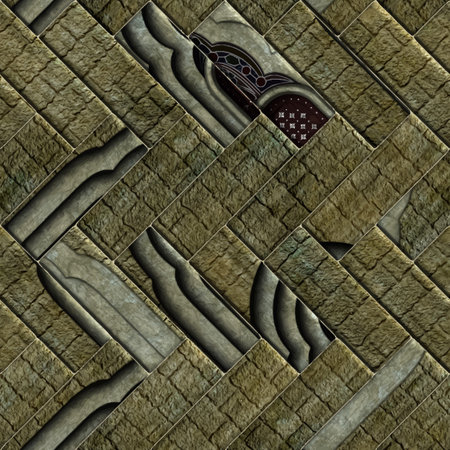 3D render of seamless stone background tile with embossed patternのイラスト素材