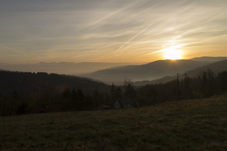 sunrise over the mountains of Central Europeの写真素材