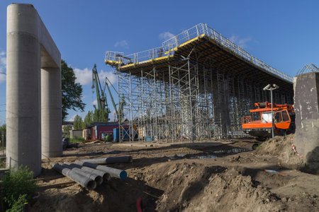 Construction of a bridge at the way New Walowa in Gdansk