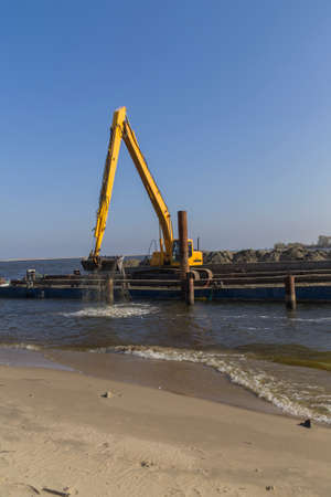 Dredging of the delta of the Vistula River, near Gdanskの写真素材