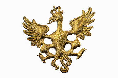 Golden Eagle with open wings, sign of Nations, emblem of the kingの写真素材