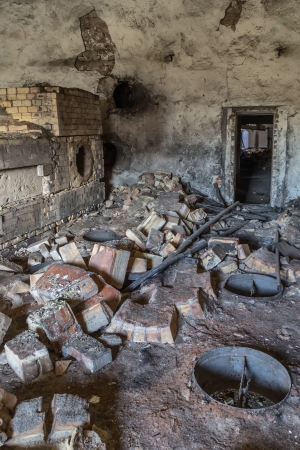 The abandoned factory beer, destroyed furnaceの写真素材