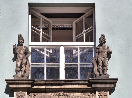 Decorations windows in the old town in Gdansk, Polandの写真素材