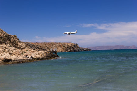 Aircraft landing at the airport in Heraklion, Crete