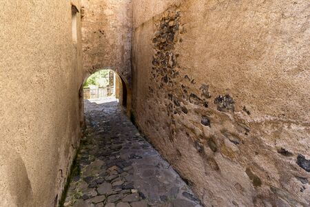 Narrow streets in  Castellfollit de la roca, Spainの写真素材