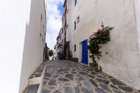 Narrow streets in Cadaques, Spainの写真素材