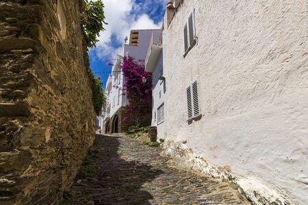 Narrow streets in Cadaques, Spainの写真素材