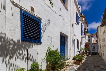 Narrow streets in Cadaques, Spainの写真素材