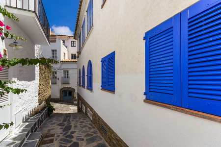 The blue shutters in Cadaquesの写真素材