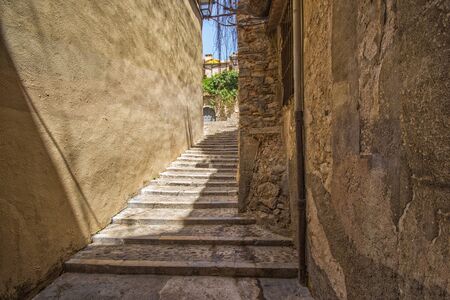 The destroyed old stairs in Girona , Spainの写真素材