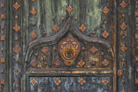 Entrance to the Cathedral of Girona, Spain.の写真素材