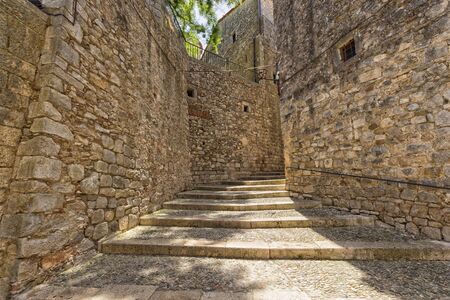 Old streets in Girona, Spainの写真素材