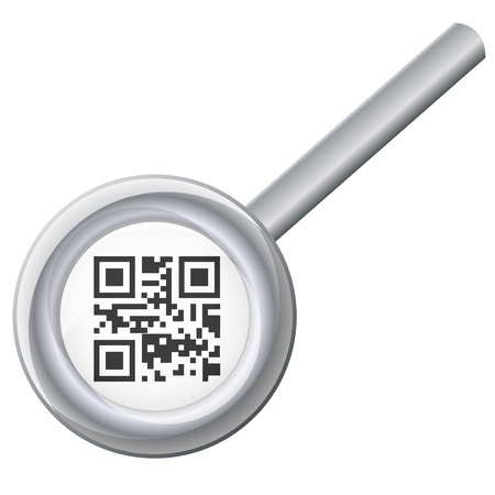 qr code under magnifying glassのイラスト素材