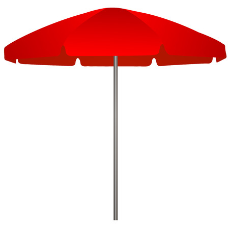 Illustration of red beach umbrella on white background のイラスト素材