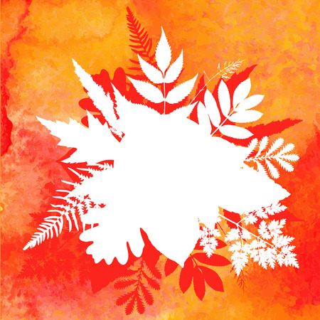 Orange watercolor painted vector autumn foliage backgroundのイラスト素材