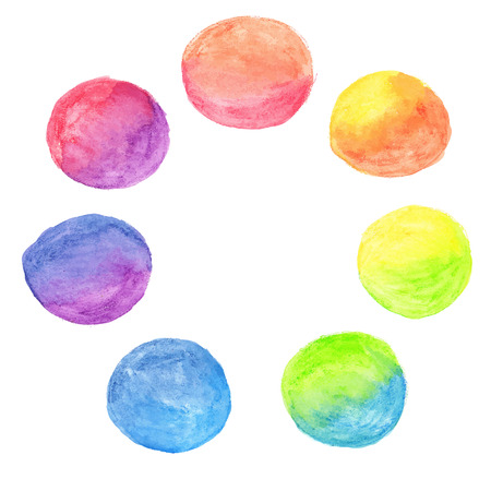 Vector set of rainbow watercolor circlesのイラスト素材