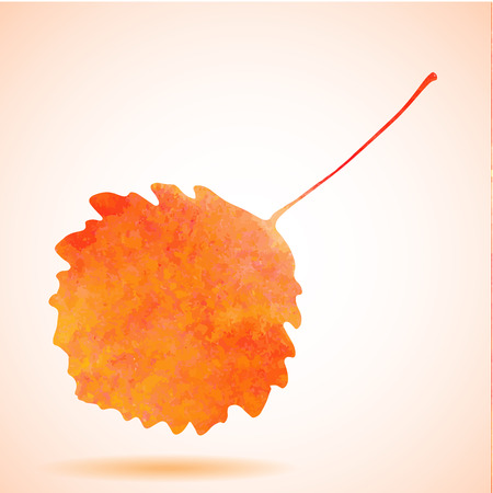Orange watercolor aspen leafのイラスト素材