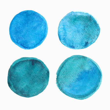 Set of blue watercolor round stainsのイラスト素材