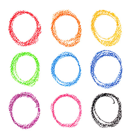 Crayon circle set. Colorful oil pastel.のイラスト素材