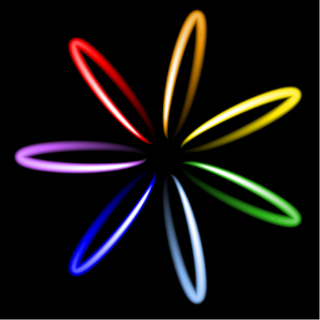 Neon rainbow flower. Vector illustration.のイラスト素材