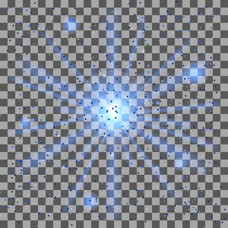 Glow light effect on transparent background. Star burst with particles. Vector illustration.のイラスト素材
