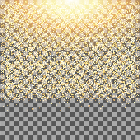 Gold glow glitter sparkles on transparent background.Falling dust. Vector illustration.のイラスト素材