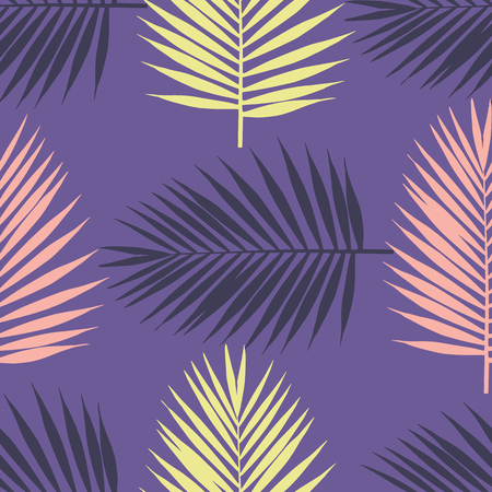 Ultra violet tropical palm leaves seamless pattern. Vector illustration.のイラスト素材