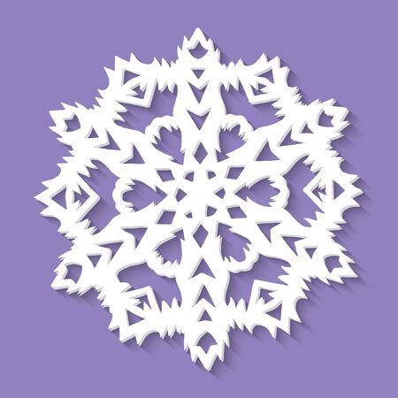 Christmas paper snowflake on ultra violet background. Vector illustrationのイラスト素材