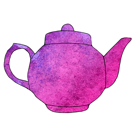 Watercolor hand drawn teapot. Vector illustrationのイラスト素材