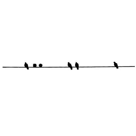 Pigeon silhouettes on the wire. Vector illustrationのイラスト素材