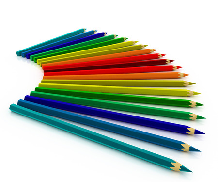 Colored pencils laid out in the backgroundの写真素材